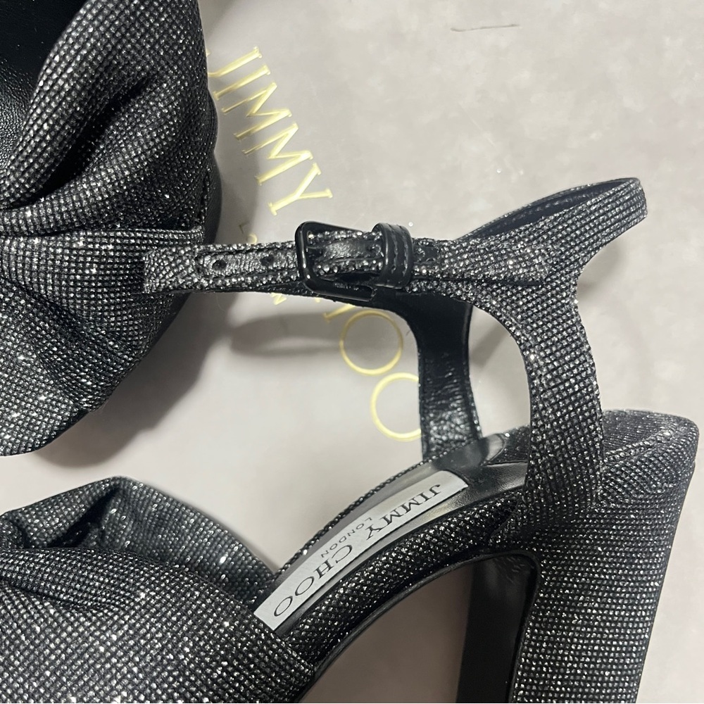 Jimmy Choo Elegant Heloise 120 Black High Heel Sandals - Picture 11 of 13
